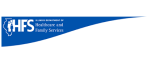 Illinois Department of Healthcare and Family Services logo, featuring the acronym HFS with a stylized family inside an outline of Illinois on a blue banner with white text.